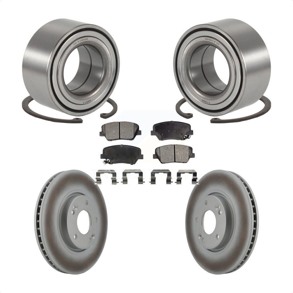 Front Wheel Bearing Coated Disc Brake Rotors And Ceramic Pads Kit For 2014-2015 Kia Rondo KBB-129652