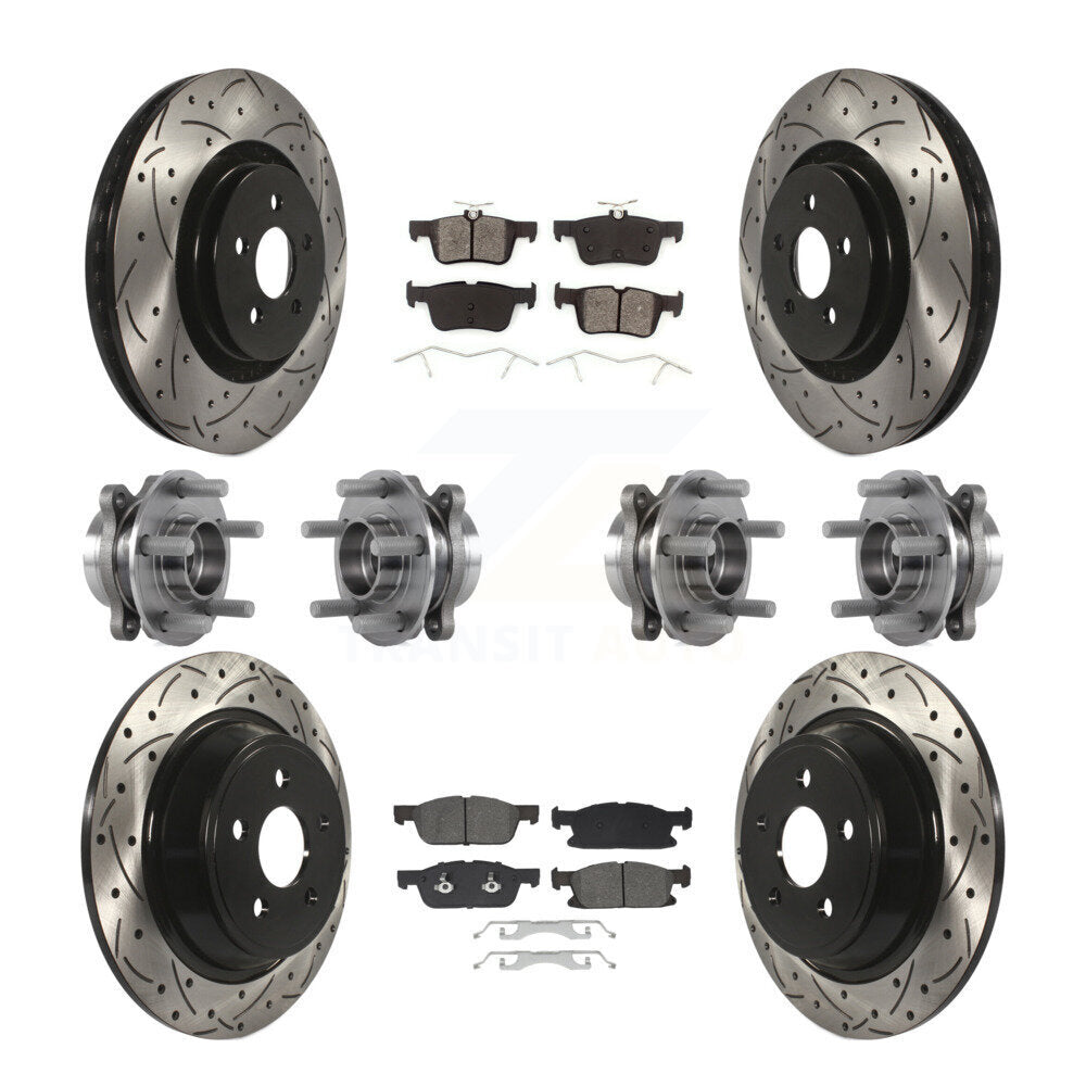 Front Rear Hub Bearing Coated Disc Brake Rotor Pad Kit (10Pc) For Lincoln Continental AWD KBB-129659