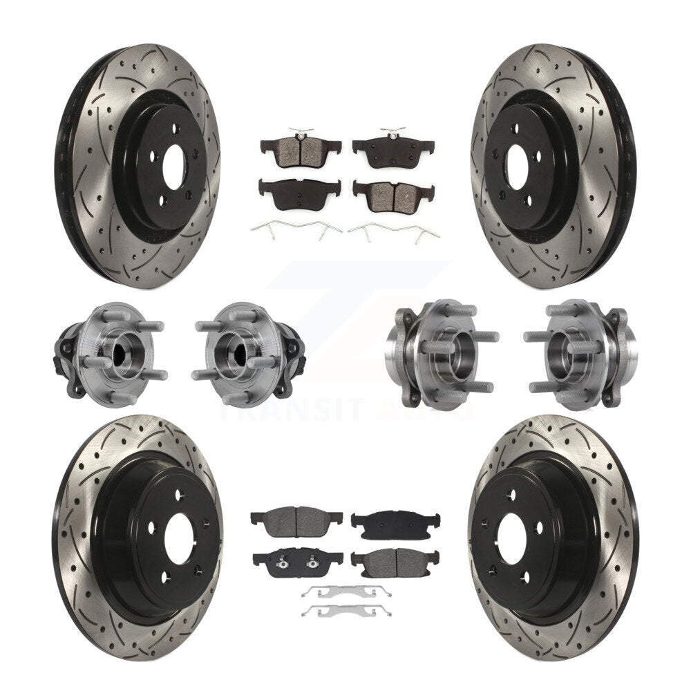 Front Rear Hub Bearing Coated Disc Brake Rotor Pad Kit (10Pc) For Lincoln Continental FWD KBB-129660