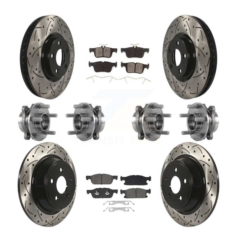 Front Rear Hub Bearing Coated Disc Brake Rotor Pad Kit (10Pc) For Lincoln Continental AWD KBB-129661