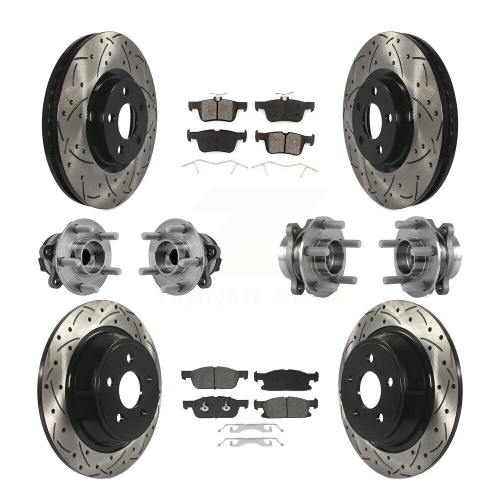 Front Rear Hub Bearing Coated Disc Brake Rotor Pad Kit (10Pc) For Lincoln Continental FWD KBB-129662