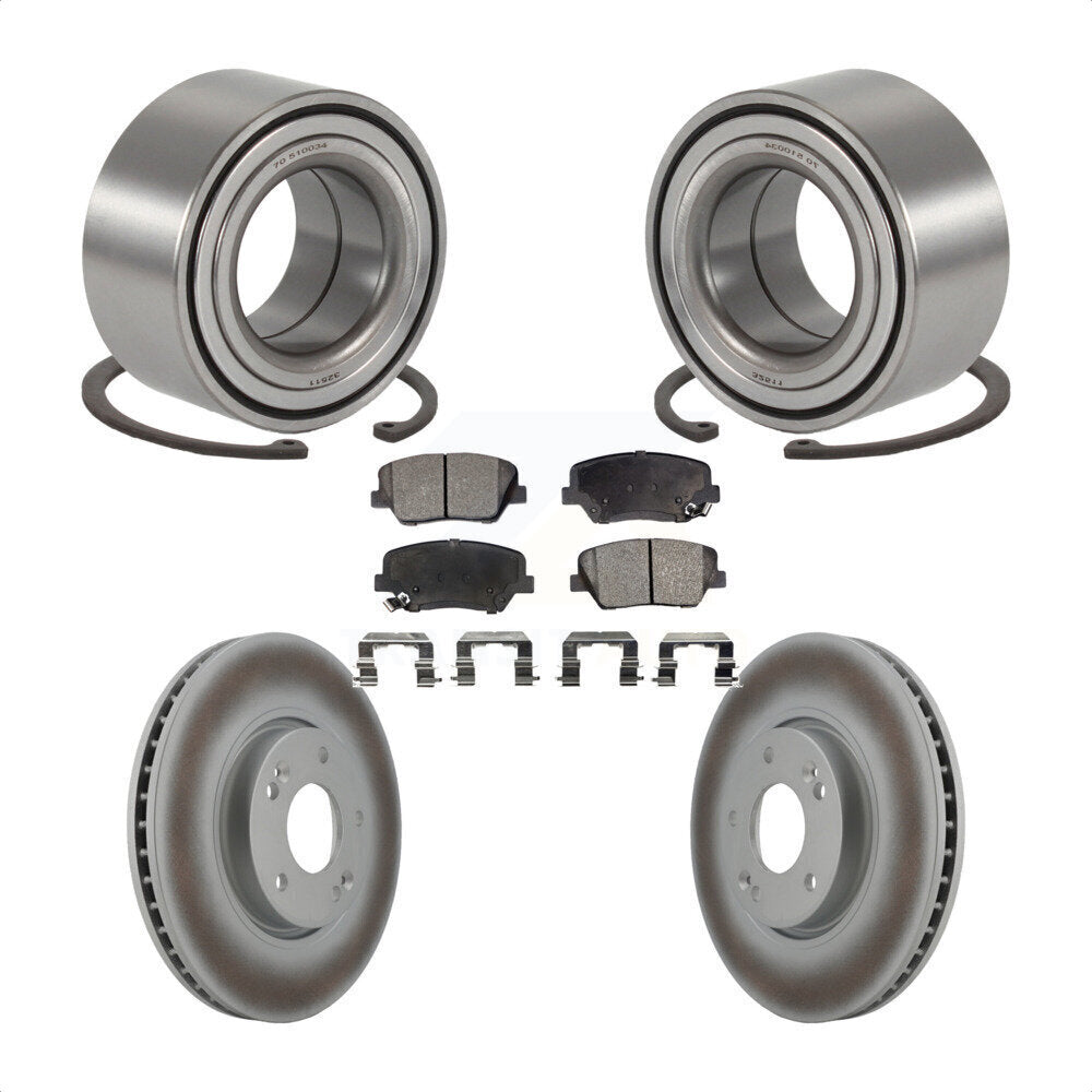 Front Wheel Bearing Coated Disc Brake Rotors And Pads Kit For 2014-2015 Kia Rondo KBB-129682