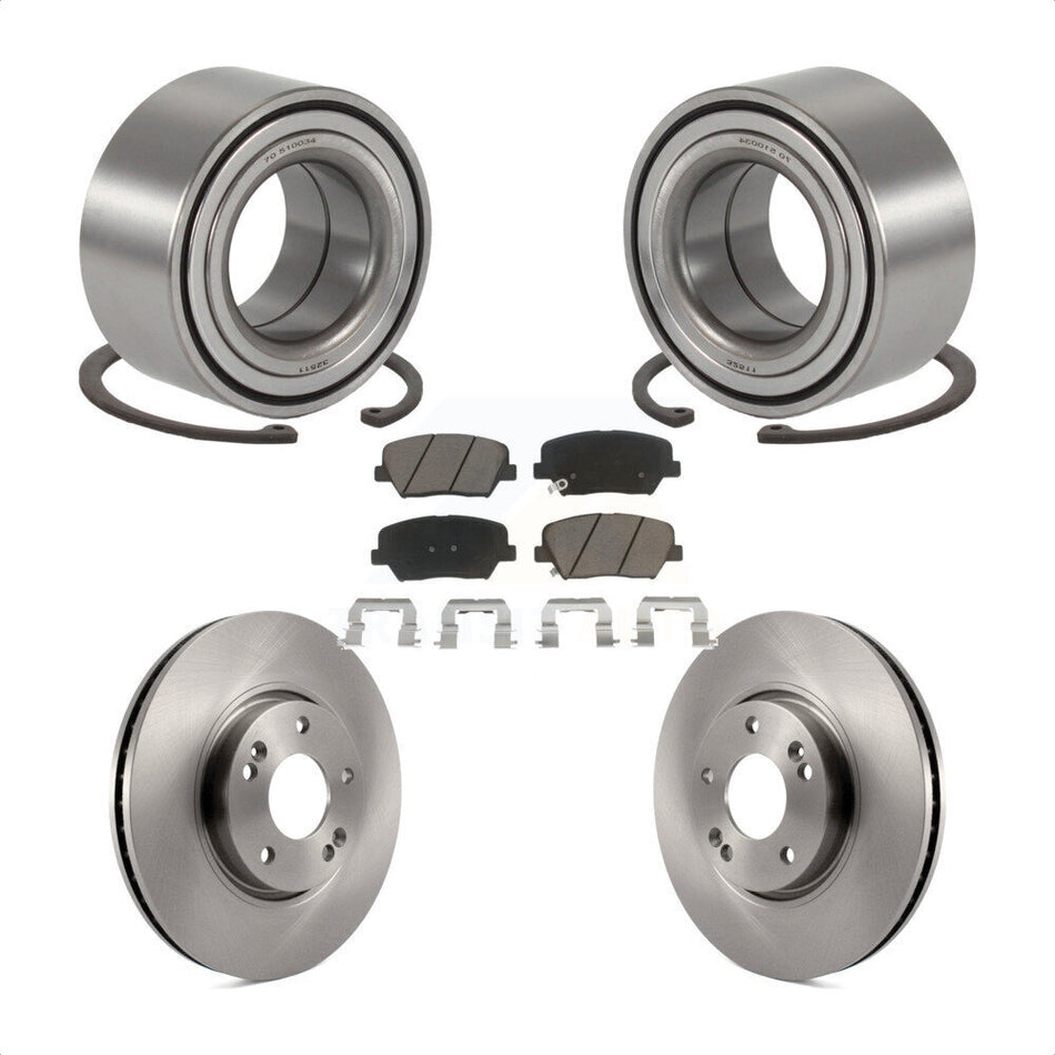 Front Wheel Bearing Disc Brake Rotors And Ceramic Pads Kit For 2014-2015 Kia Rondo KBB-129690