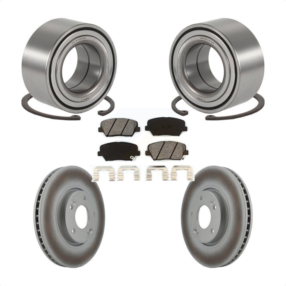 Front Wheel Bearing Coated Disc Brake Rotors And Pads Kit For 2014-2015 Kia Rondo KBB-129694