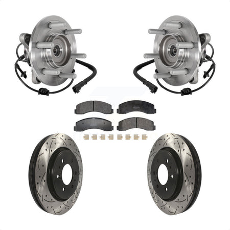 Front Hub Bearing Drilled Slot Brake Rotor Pads Kit For Ford Expedition Lincoln Navigator KBB-129709