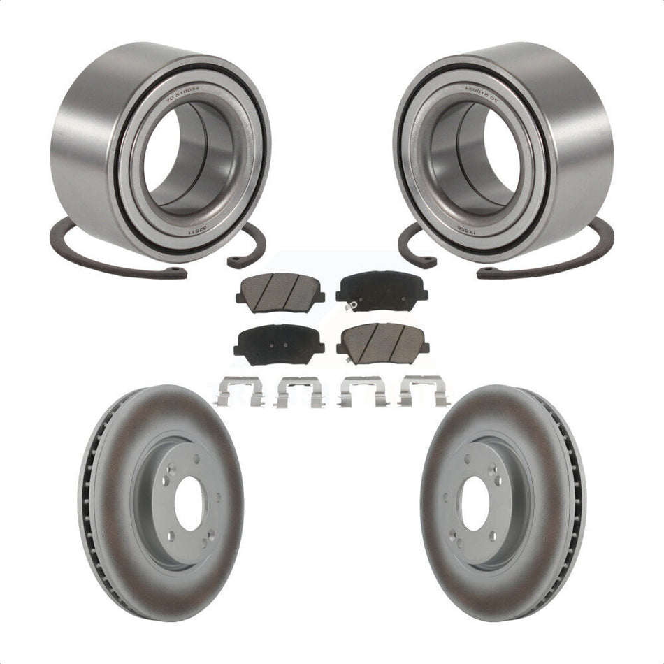 Front Wheel Bearing Coated Disc Brake Rotors And Ceramic Pads Kit For 2014-2015 Kia Rondo KBB-129721