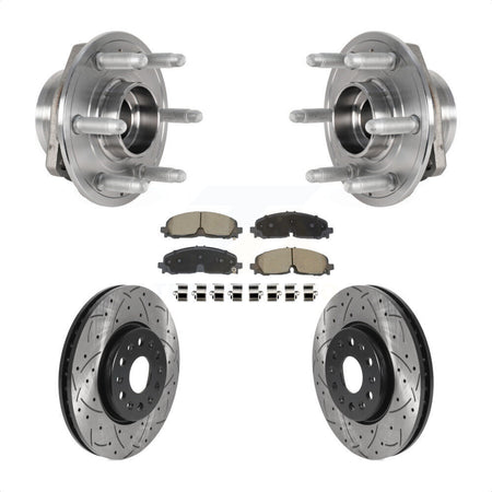 Front Hub Bearing Drill Slot Brake Rotor Pad Kit For Chevrolet Traverse Blazer GMC Acadia KBB-129730