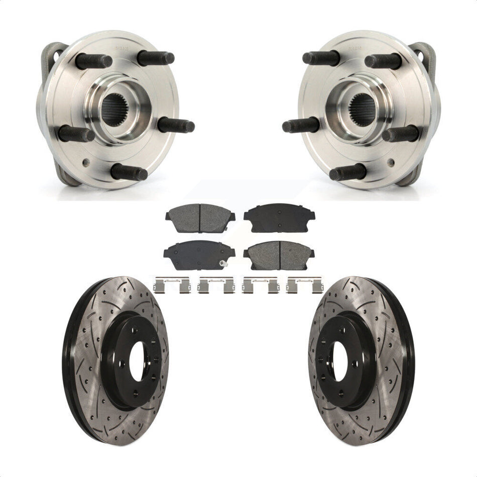 Front Hub Bearing Drill Slot Brake Rotor Pads Kit For 14-15 Chevrolet Cruze DIESEL engine KBB-129732