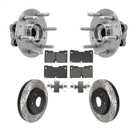Front Hub Bearing Drill Slot Brake Rotor Pads Kit For Chevrolet GMC Silverado 1500 Sierra KBB-129736