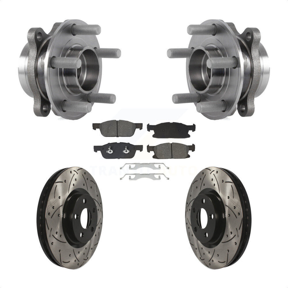 Front Hub Bearing Assembly Coated Drill Slot Brake Rotor Pads Kit For Lincoln Continental KBB-129739