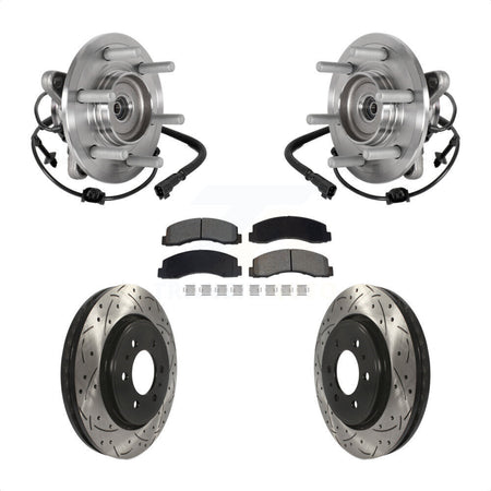 Front Hub Bearing Drilled Slot Brake Rotor Pads Kit For Ford Expedition Lincoln Navigator KBB-129740