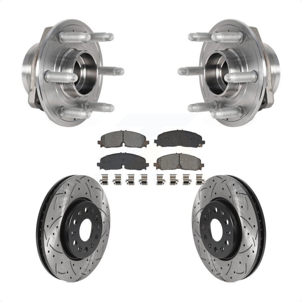 Front Hub Bearing Drill Slot Brake Rotor Pad Kit For Chevrolet Traverse Blazer GMC Acadia KBB-129743