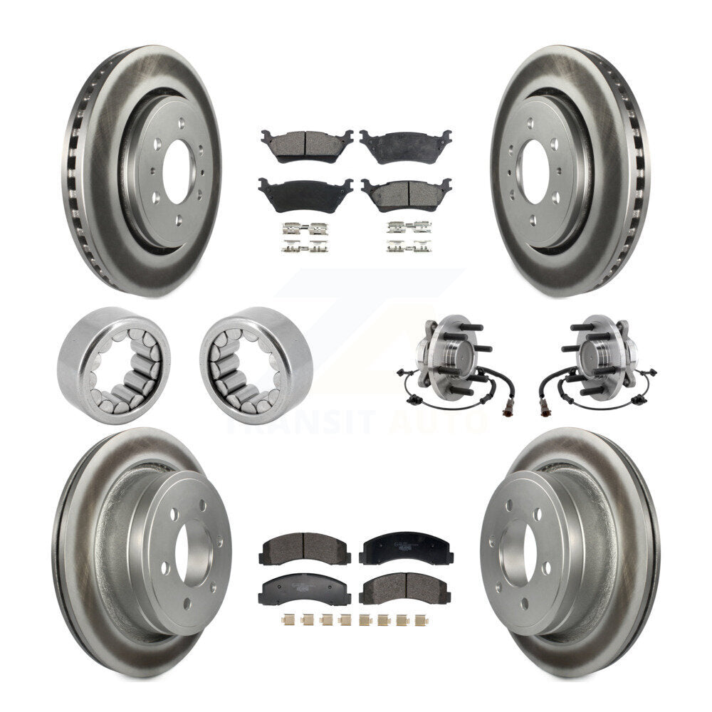 Front Rear Hub Bearing Coat Brake Rotor Pads Shoe Kit (10Pc) For 2018-2020 Ford F-150 RWD KBB-129746