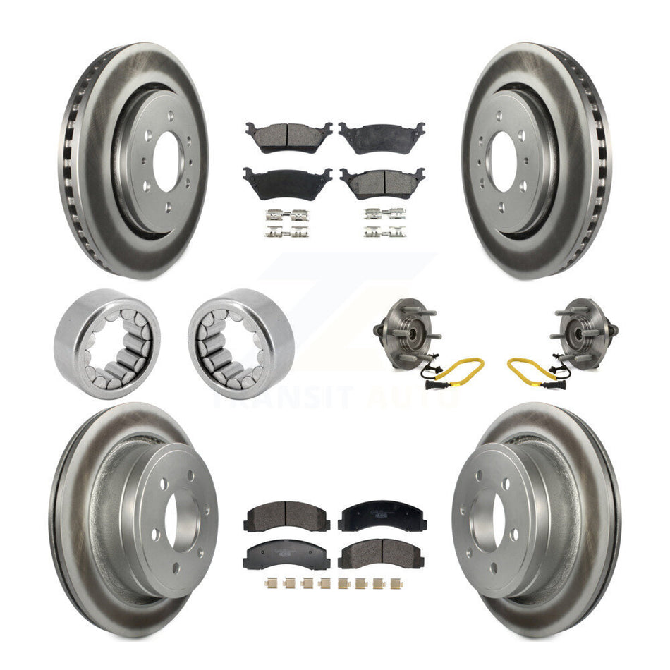 Front Rear Hub Bearings Coated Disc Brake Rotors And Pads Shoes Kit (10Pc) For Ford F-150 KBB-129747