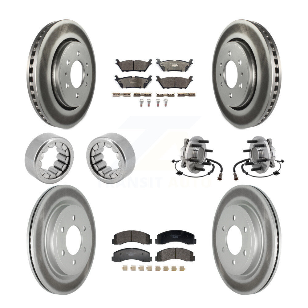 Front Rear Hub Bearing Coat Brake Rotor Pads Shoe Kit (10Pc) For 2018-2020 Ford F-150 RWD KBB-129748