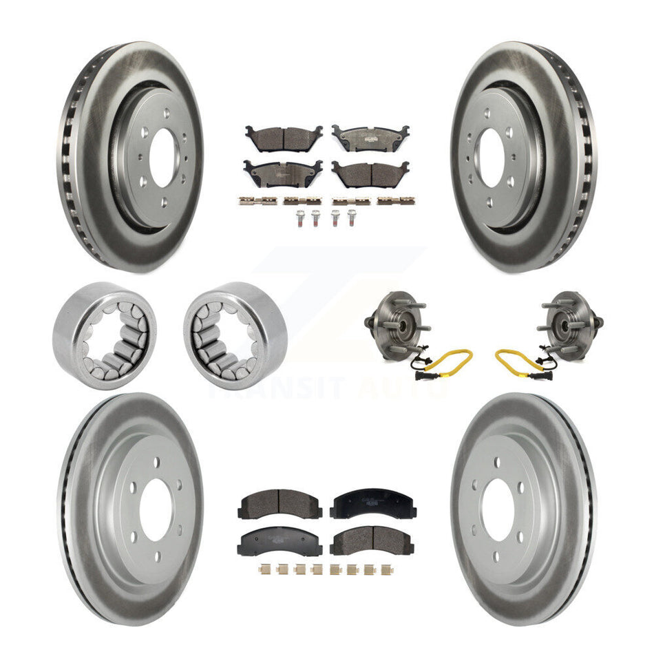 Front Rear Hub Bearings Coated Disc Brake Rotors And Pads Shoes Kit (10Pc) For Ford F-150 KBB-129749