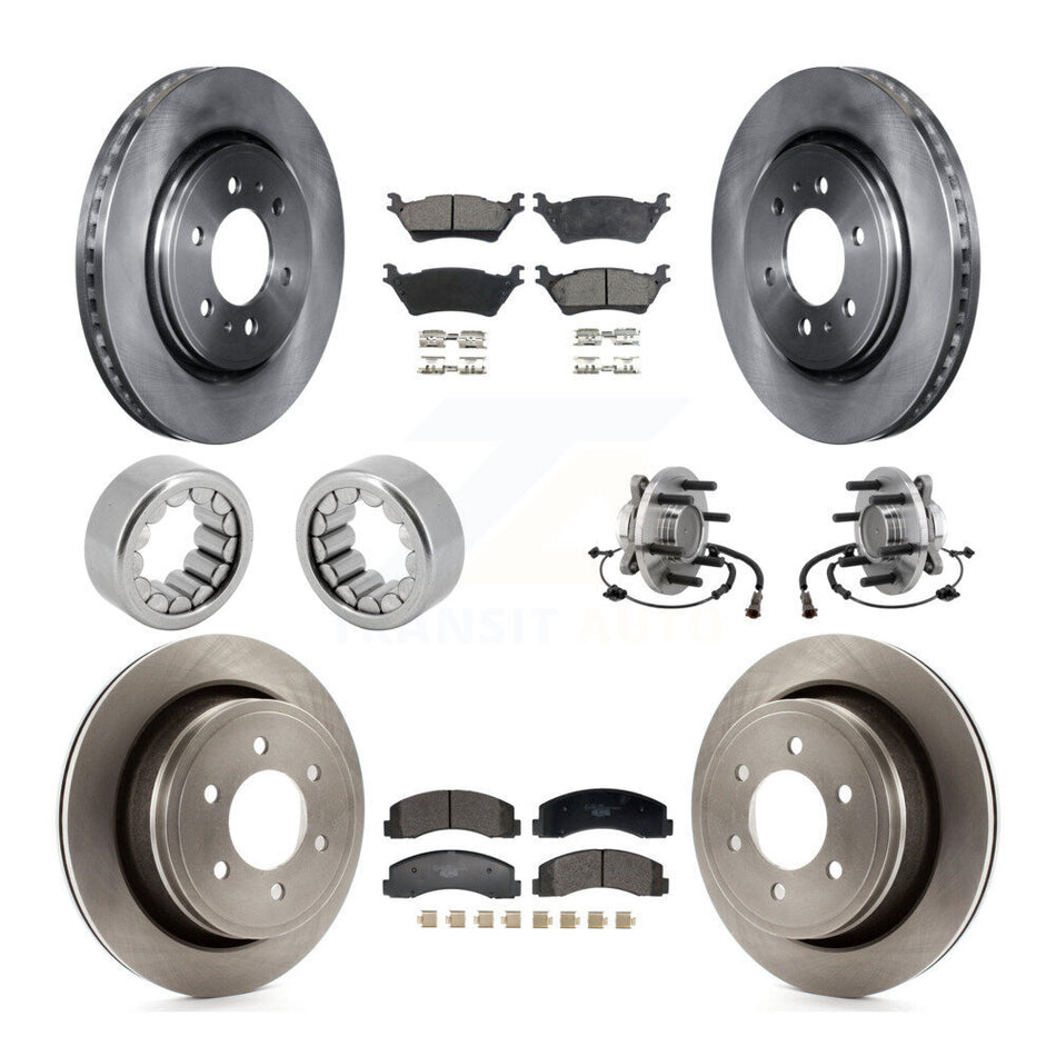 Front Rear Hub Bearing Disc Brake Rotor Pads Shoe Kit (10Pc) For 2018-2020 Ford F-150 RWD KBB-129750