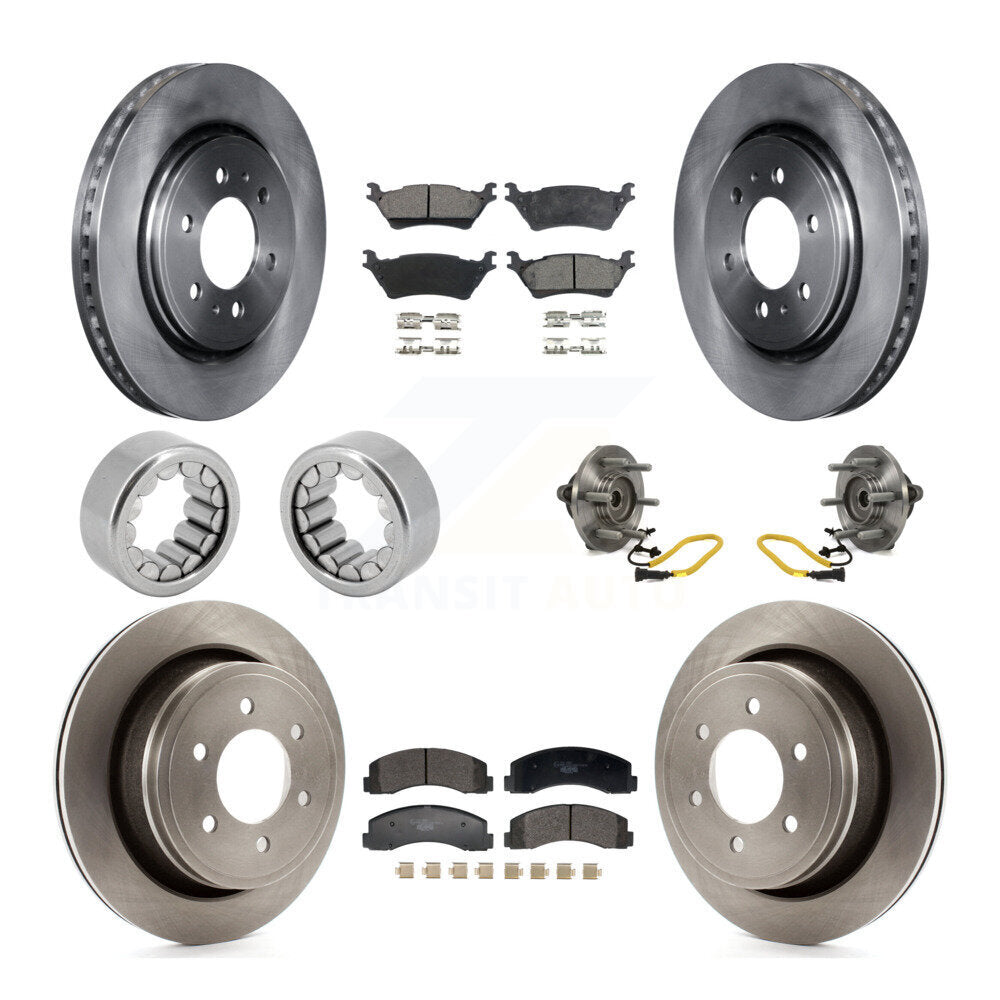 Front Rear Hub Bearing Disc Brake Rotors And Ceramic Pads Shoes Kit (10Pc) For Ford F-150 KBB-129751