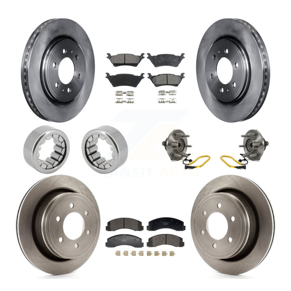 Front Rear Hub Bearing Disc Brake Rotors And Ceramic Pads Shoes Kit (10Pc) For Ford F-150 KBB-129751
