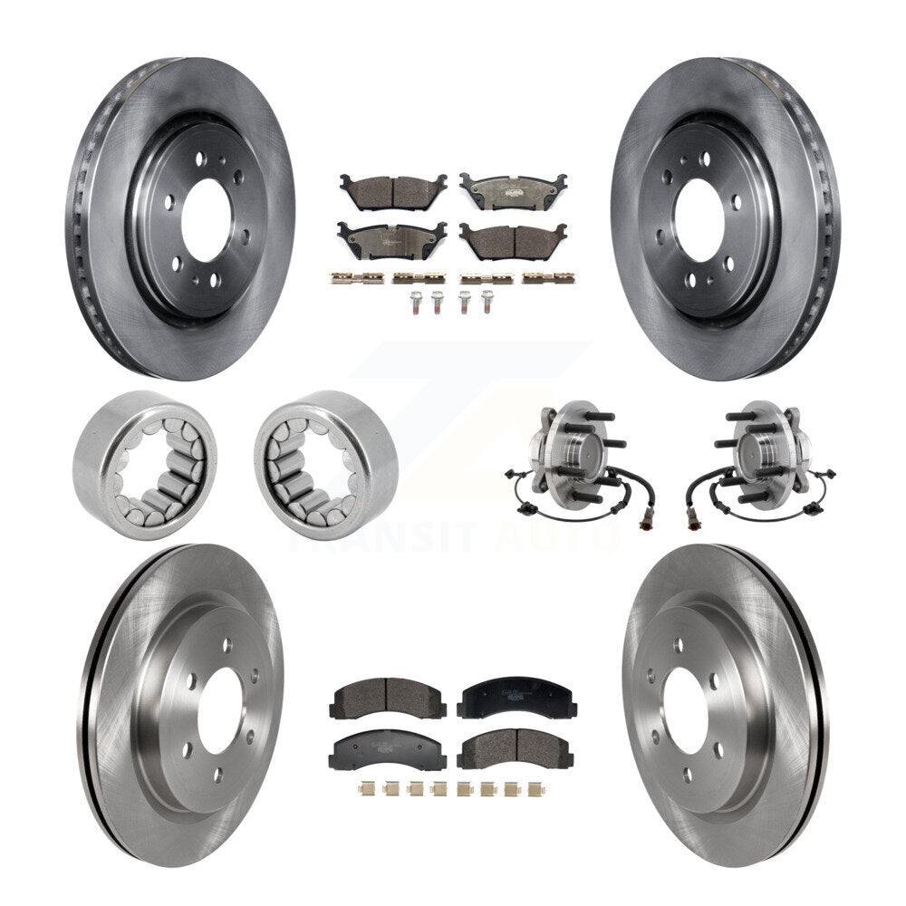 Front Rear Hub Bearing Disc Brake Rotor Pads Shoe Kit (10Pc) For 2018-2020 Ford F-150 RWD KBB-129752