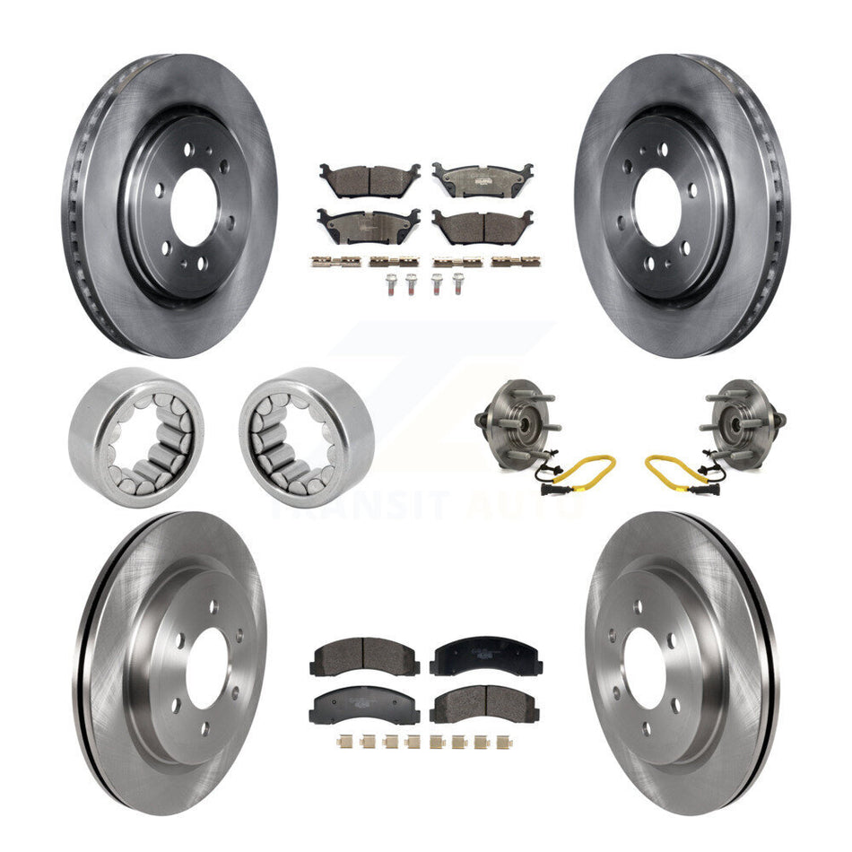 Front Rear Hub Bearing Disc Brake Rotors And Ceramic Pads Shoes Kit (10Pc) For Ford F-150 KBB-129753