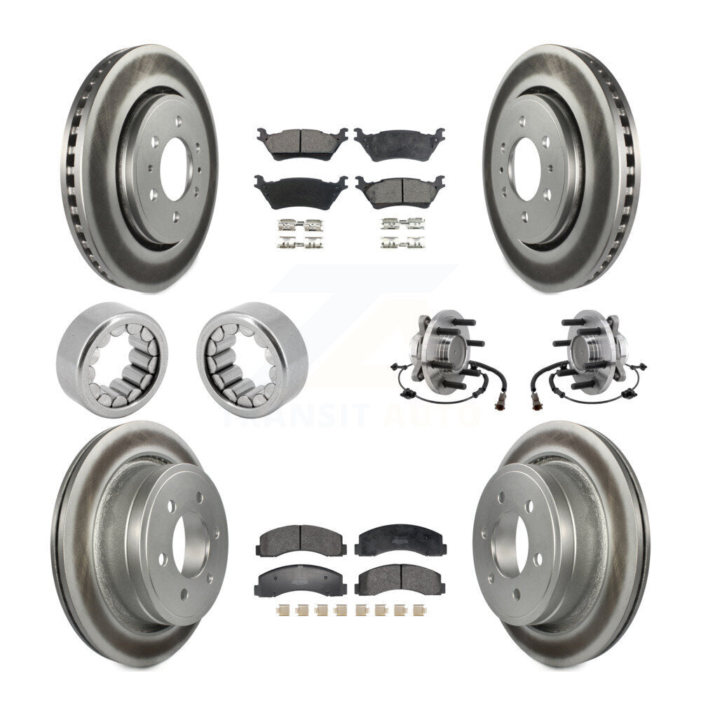 Front Rear Hub Bearing Coat Brake Rotor Pads Shoe Kit (10Pc) For 2018-2020 Ford F-150 RWD KBB-129754