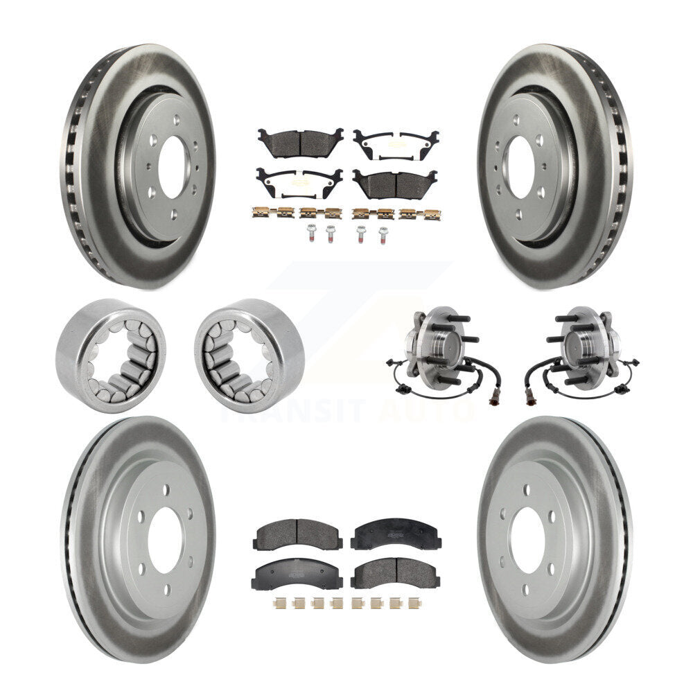 Front Rear Hub Bearing Coat Brake Rotor Pads Shoe Kit (10Pc) For 2018-2020 Ford F-150 RWD KBB-129756