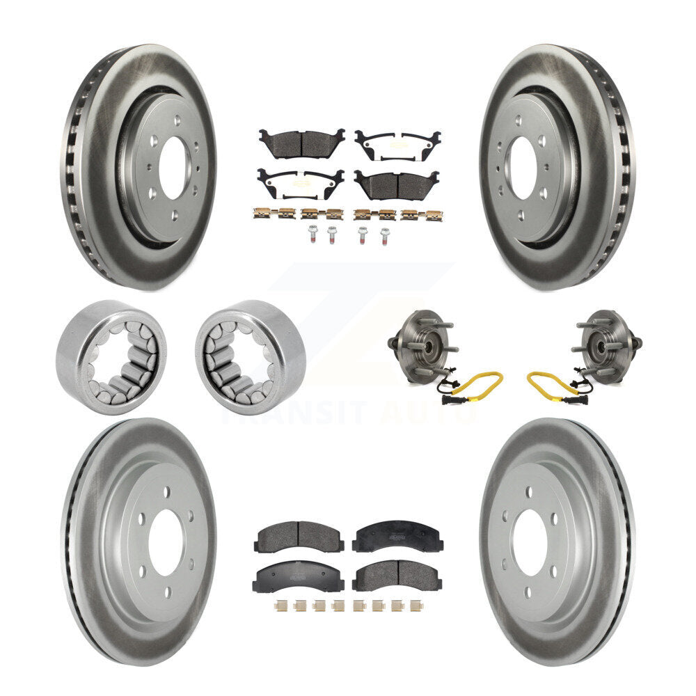 Front Rear Hub Bearings Coated Disc Brake Rotors And Pads Shoes Kit (10Pc) For Ford F-150 KBB-129757