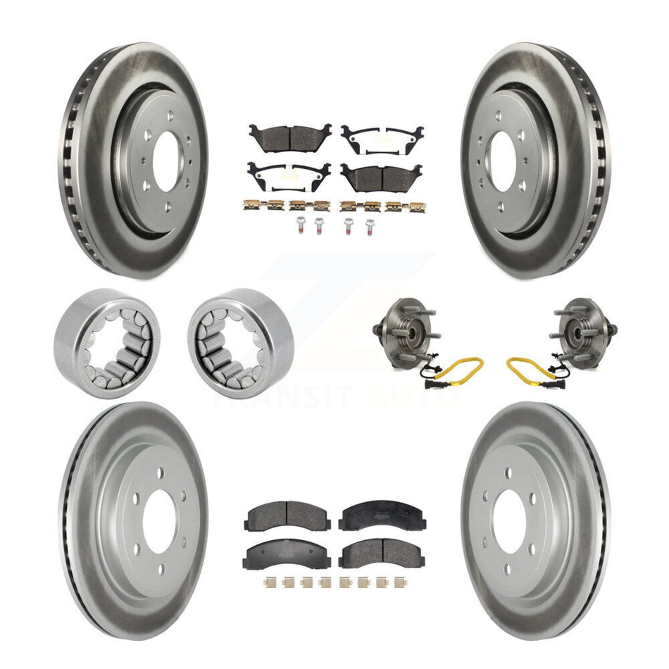 Front Rear Hub Bearings Coated Disc Brake Rotors And Pads Shoes Kit (10Pc) For Ford F-150 KBB-129757