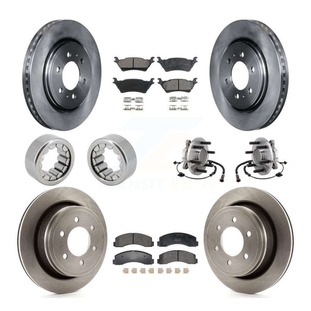 Front Rear Hub Bearing Disc Brake Rotor Pads Shoe Kit (10Pc) For 2018-2020 Ford F-150 RWD KBB-129758