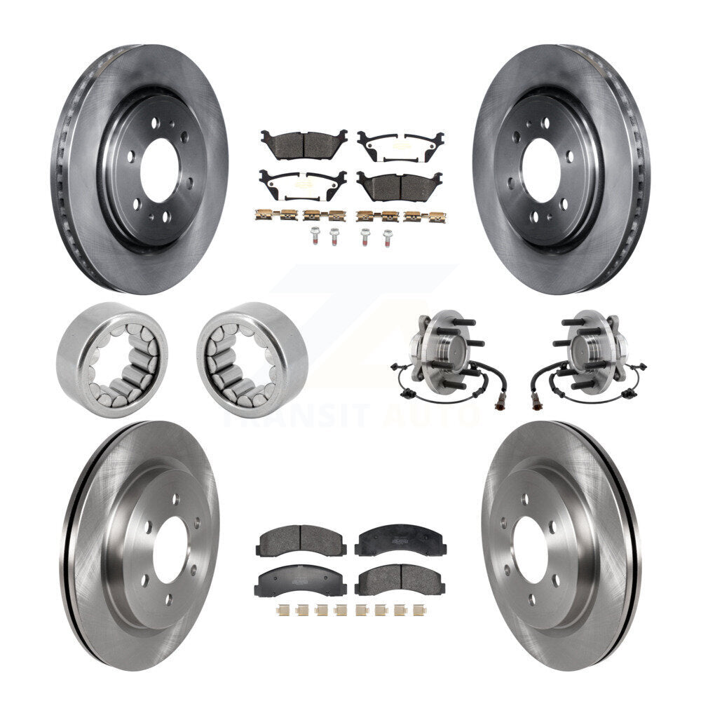 Front Rear Hub Bearing Disc Brake Rotor Pads Shoe Kit (10Pc) For 2018-2020 Ford F-150 RWD KBB-129759
