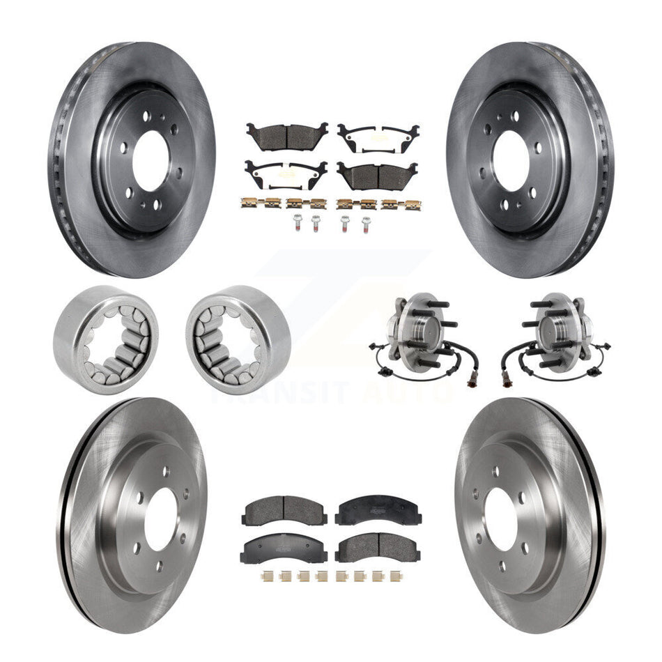 Front Rear Hub Bearing Disc Brake Rotor Pads Shoe Kit (10Pc) For 2018-2020 Ford F-150 RWD KBB-129759