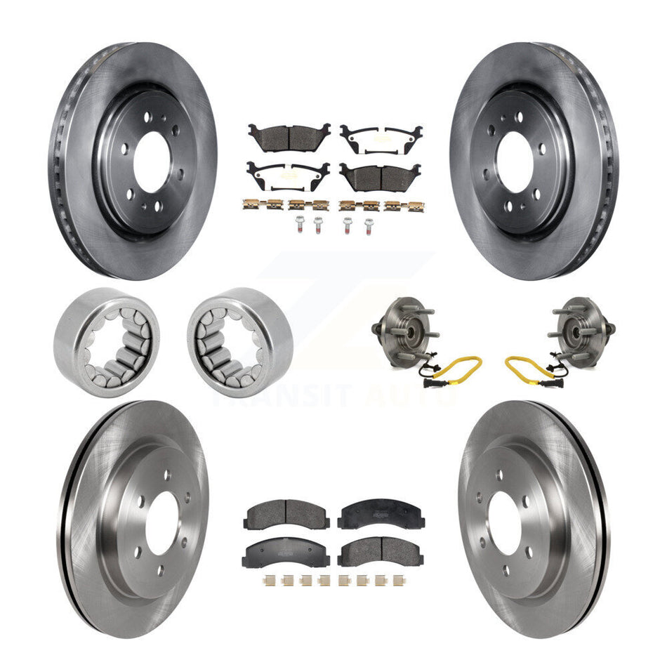 Front Rear Hub Bearing Assembly Disc Brake Rotors And Pads Shoe Kit (10Pc) For Ford F-150 KBB-129761