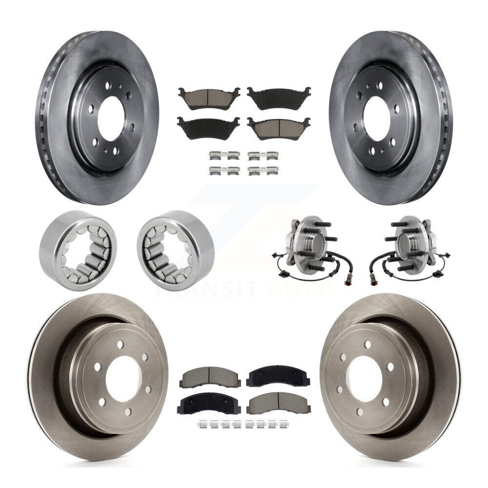 Front Rear Hub Bearing Disc Brake Rotor Pads Shoe Kit (10Pc) For 2018-2020 Ford F-150 RWD KBB-129762