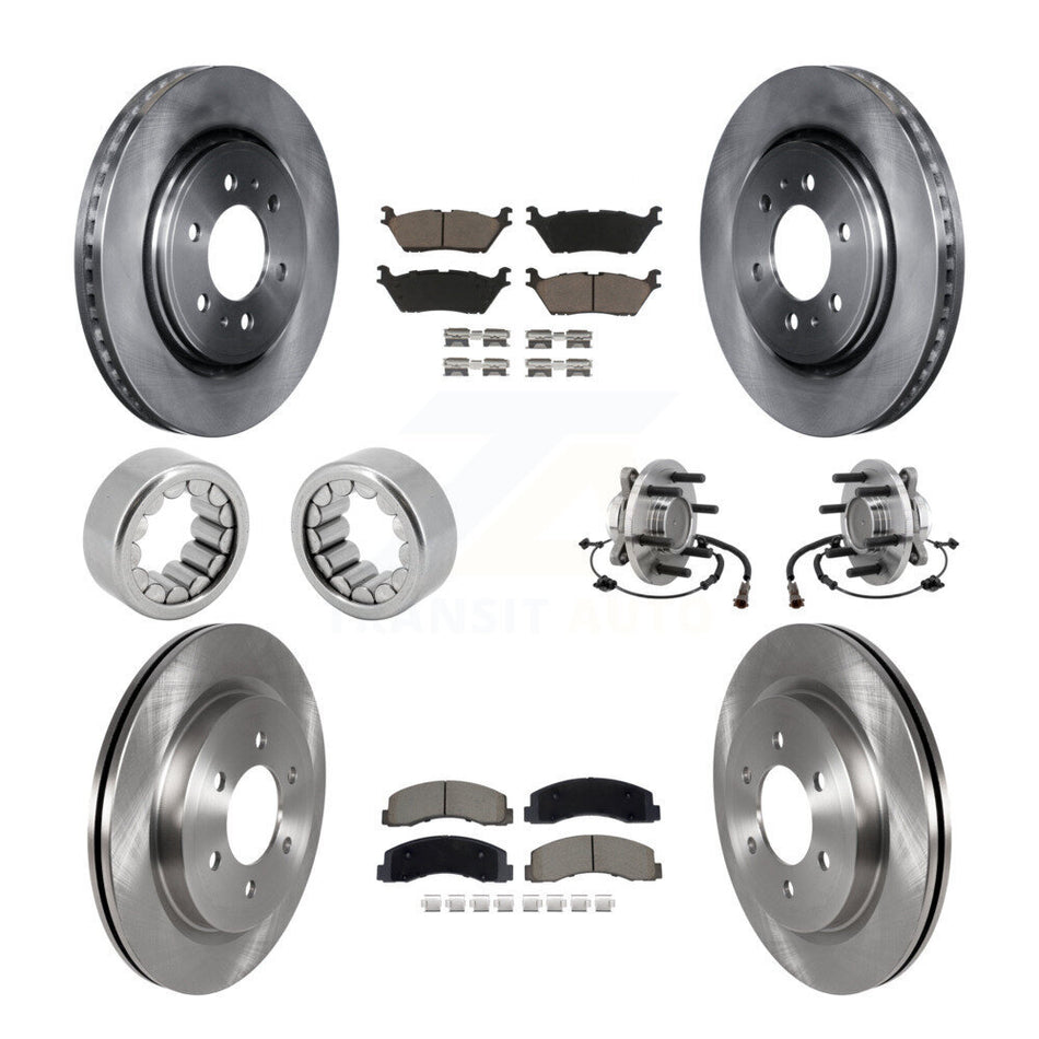 Front Rear Hub Bearing Disc Brake Rotor Pads Shoe Kit (10Pc) For 2018-2020 Ford F-150 RWD KBB-129763