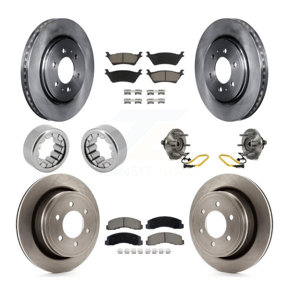 Front Rear Hub Bearing Disc Brake Rotors And Ceramic Pads Shoes Kit (10Pc) For Ford F-150 KBB-129764