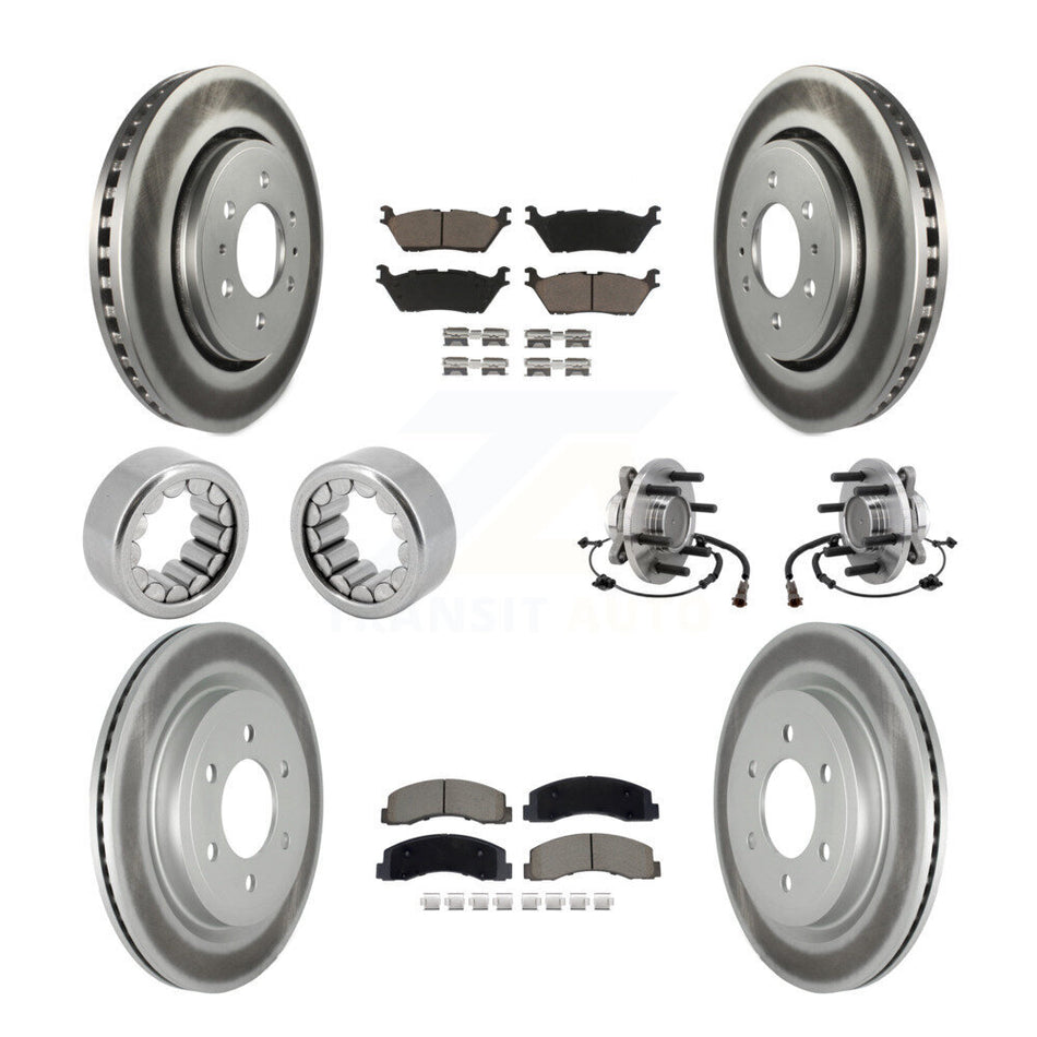 Front Rear Hub Bearing Coat Brake Rotor Pads Shoe Kit (10Pc) For 2018-2020 Ford F-150 RWD KBB-129766