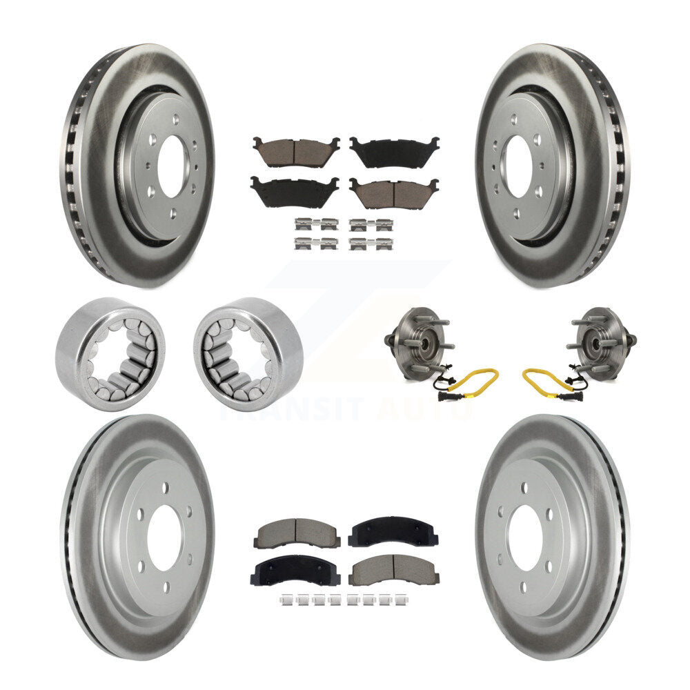 Front Rear Hub Bearings Coated Disc Brake Rotors And Pads Shoes Kit (10Pc) For Ford F-150 KBB-129767
