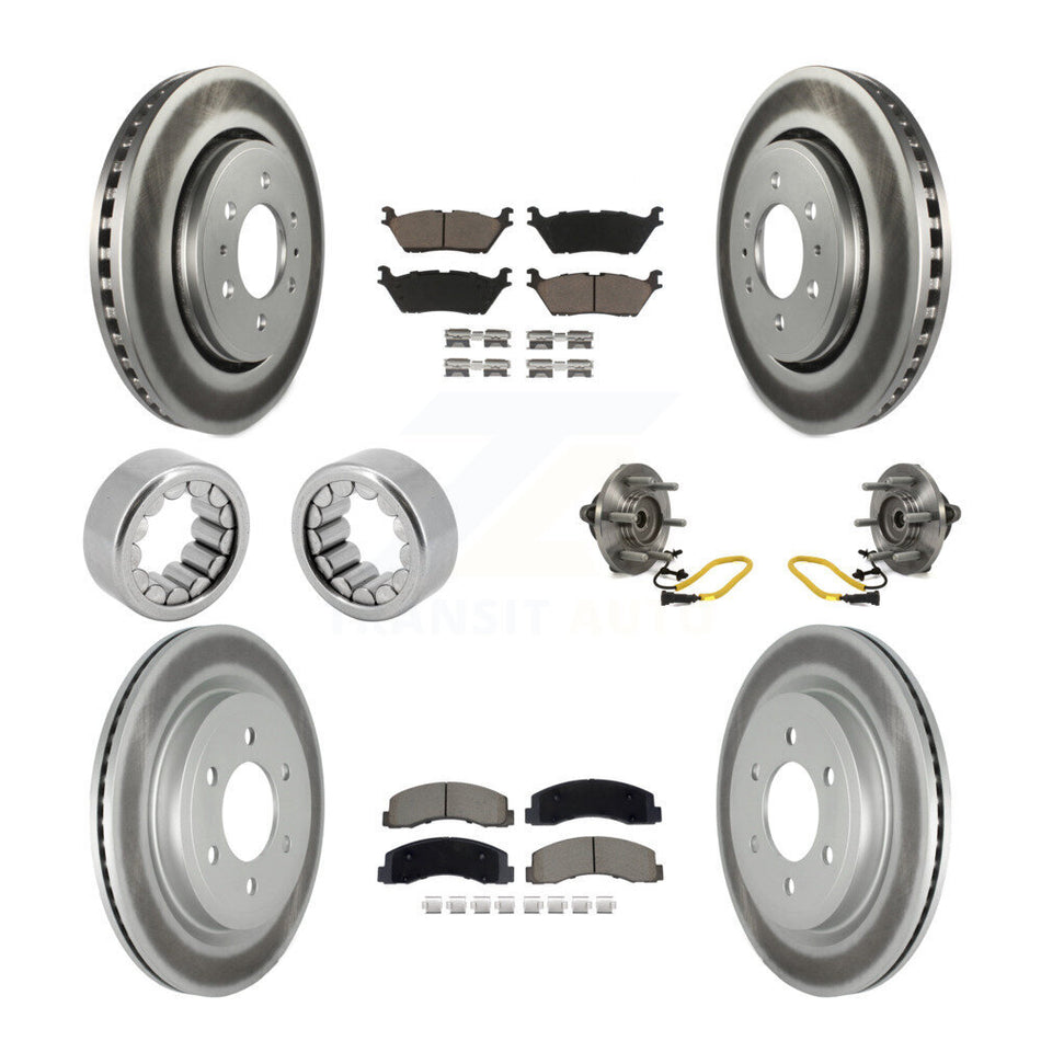 Front Rear Hub Bearings Coated Disc Brake Rotors And Pads Shoes Kit (10Pc) For Ford F-150 KBB-129767