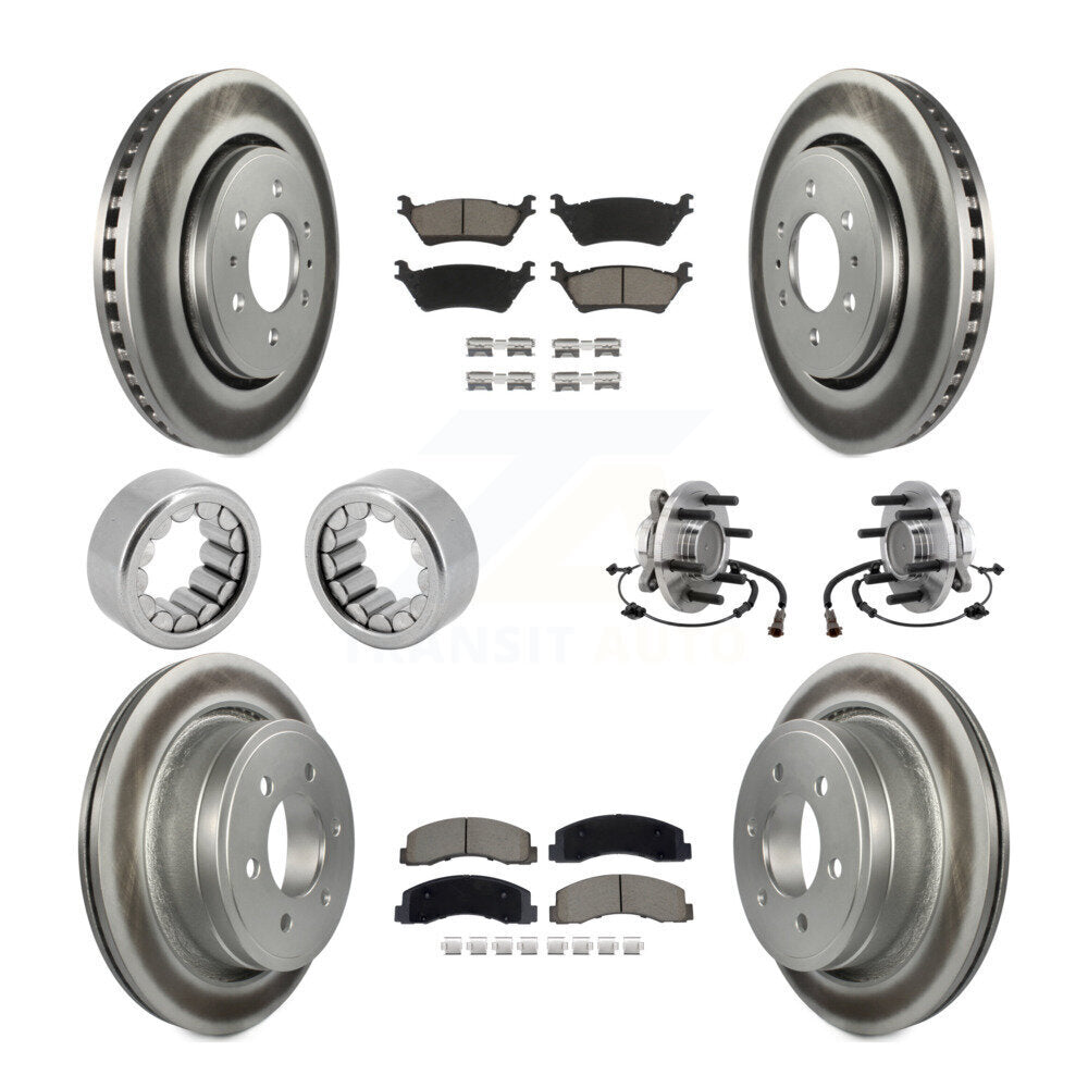 Front Rear Hub Bearing Coat Brake Rotor Pads Shoe Kit (10Pc) For 2018-2020 Ford F-150 RWD KBB-129768