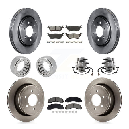 Front Rear Hub Bearing Disc Brake Rotor Pads Shoe Kit (10Pc) For 2018-2020 Ford F-150 RWD KBB-129770