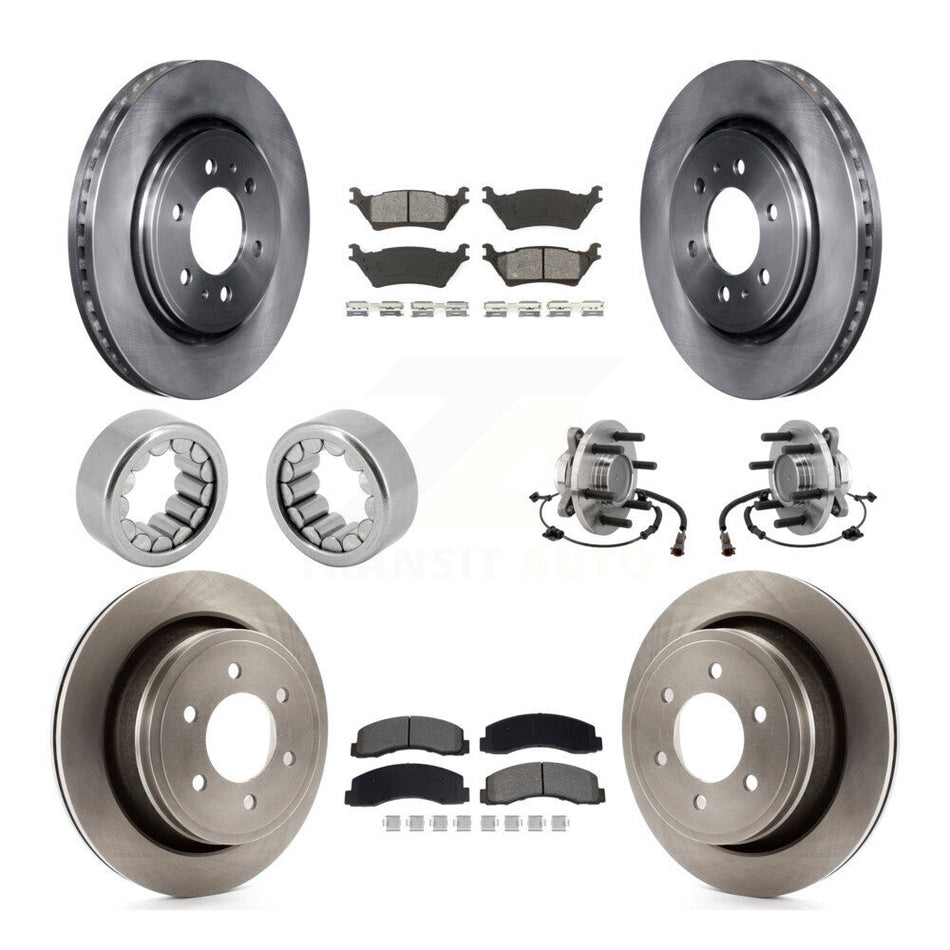 Front Rear Hub Bearing Disc Brake Rotor Pads Shoe Kit (10Pc) For 2018-2020 Ford F-150 RWD KBB-129770