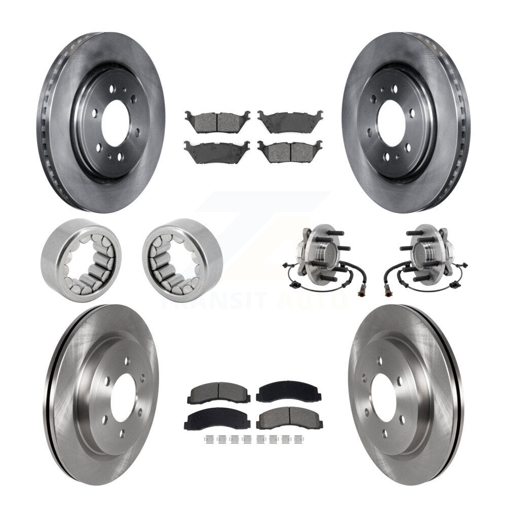 Front Rear Hub Bearing Disc Brake Rotor Pads Shoe Kit (10Pc) For 2018-2020 Ford F-150 RWD KBB-129772