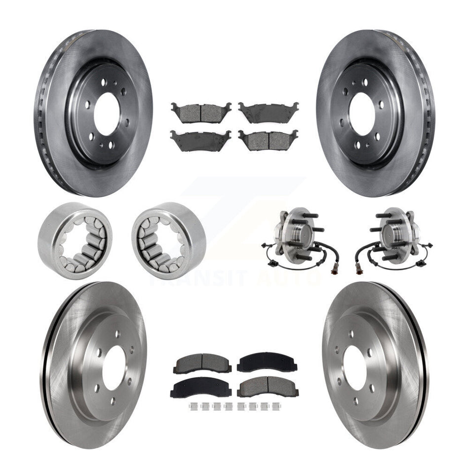 Front Rear Hub Bearing Disc Brake Rotor Pads Shoe Kit (10Pc) For 2018-2020 Ford F-150 RWD KBB-129772