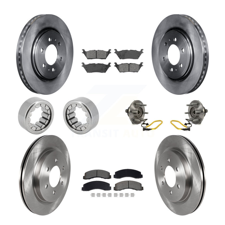 Front Rear Hub Bearing Assembly Disc Brake Rotors And Pads Shoe Kit (10Pc) For Ford F-150 KBB-129773