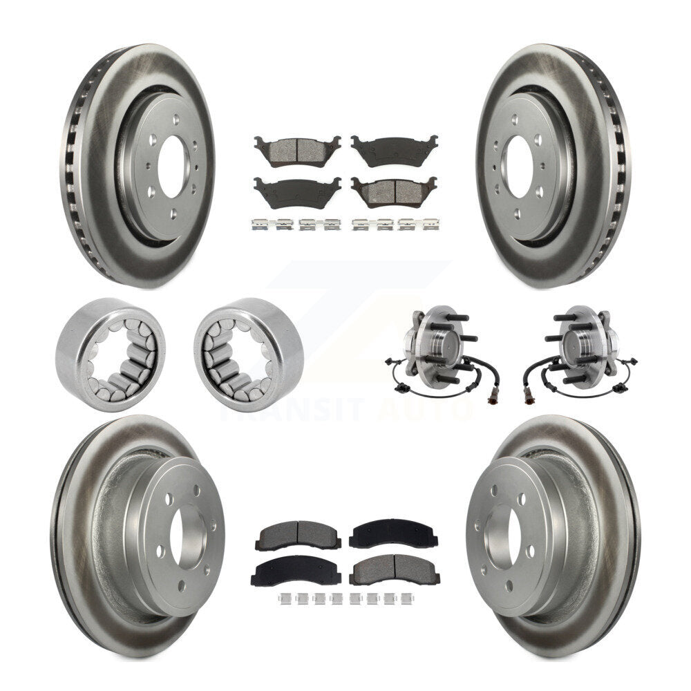 Front Rear Hub Bearing Coat Brake Rotor Pads Shoe Kit (10Pc) For 2018-2020 Ford F-150 RWD KBB-129778