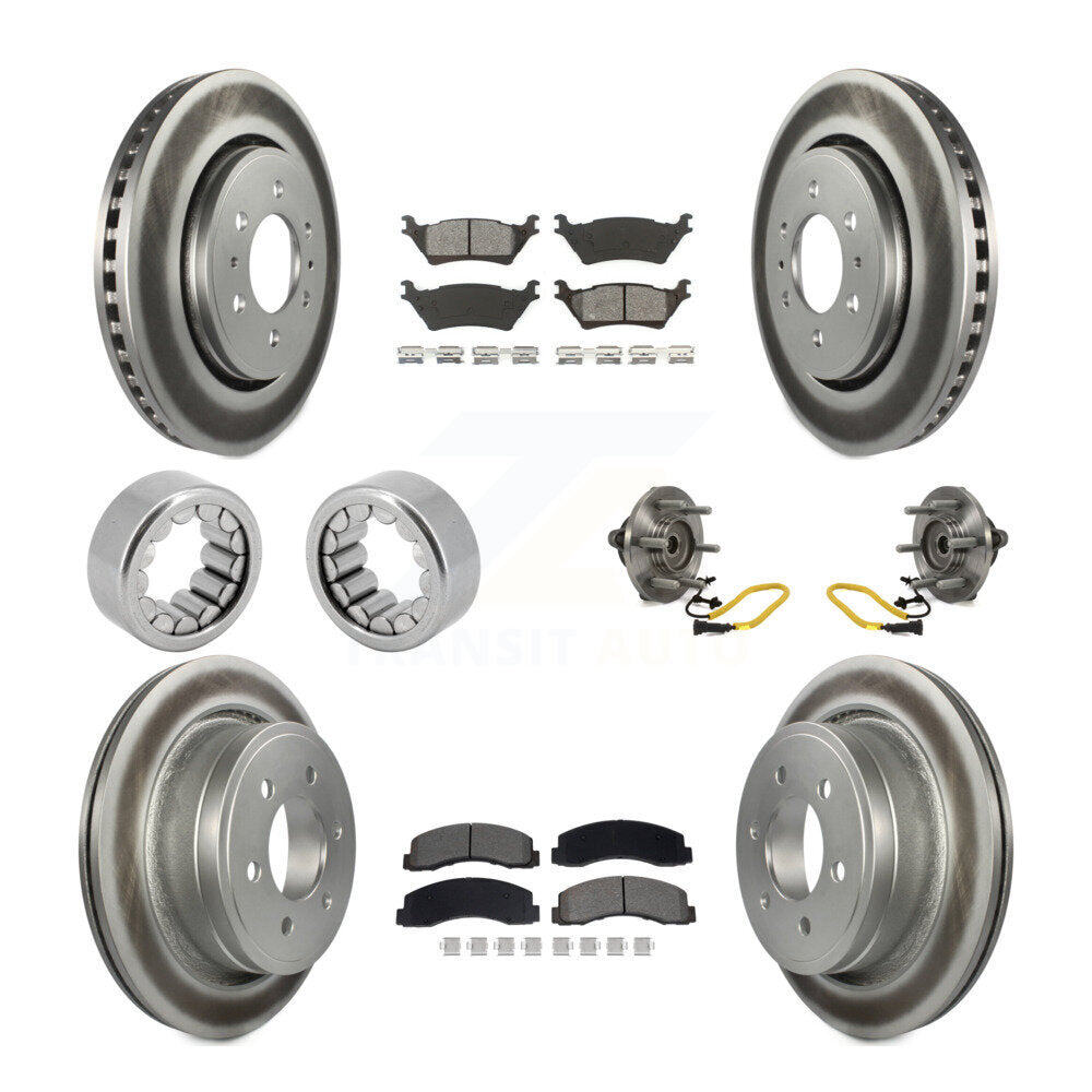 Front Rear Hub Bearings Coated Disc Brake Rotors And Pads Shoes Kit (10Pc) For Ford F-150 KBB-129779