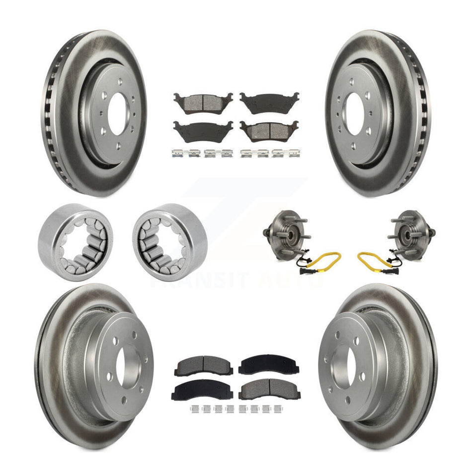 Front Rear Hub Bearings Coated Disc Brake Rotors And Pads Shoes Kit (10Pc) For Ford F-150 KBB-129779