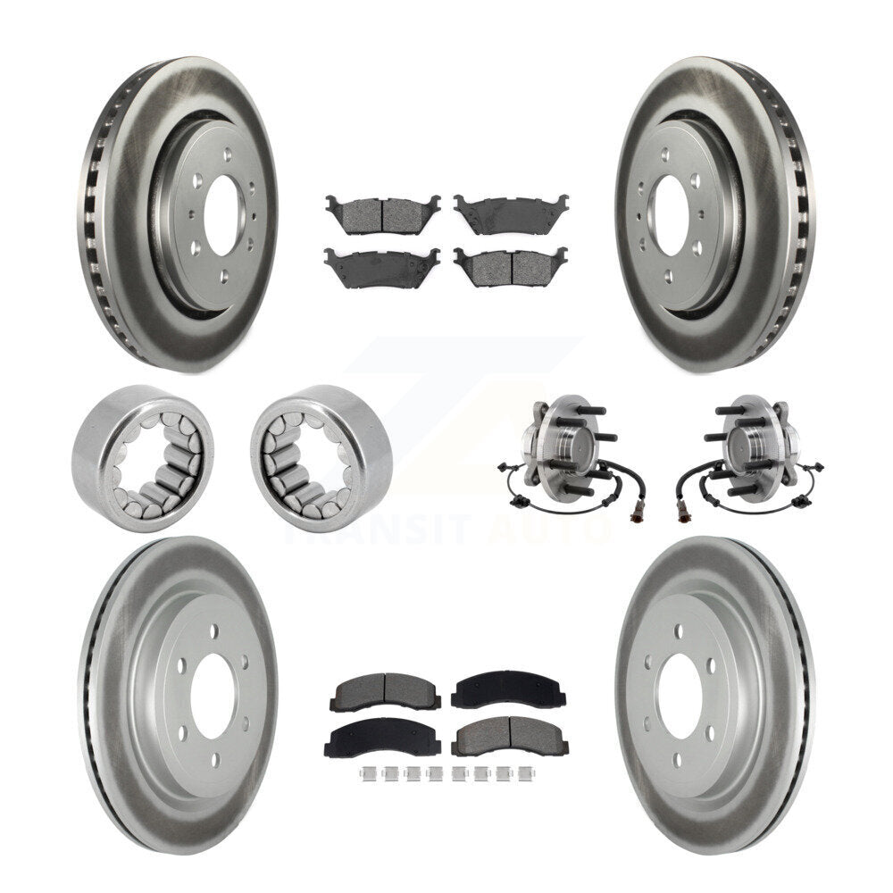 Front Rear Hub Bearing Coat Brake Rotor Pads Shoe Kit (10Pc) For 2018-2020 Ford F-150 RWD KBB-129780