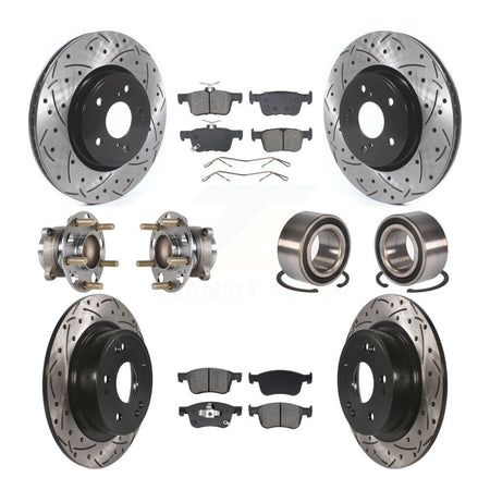 Front Rear Wheel Hub Bearing Coated Disc Brake Rotor And Pads Kit (10Pc) For Honda Accord KBB-129784